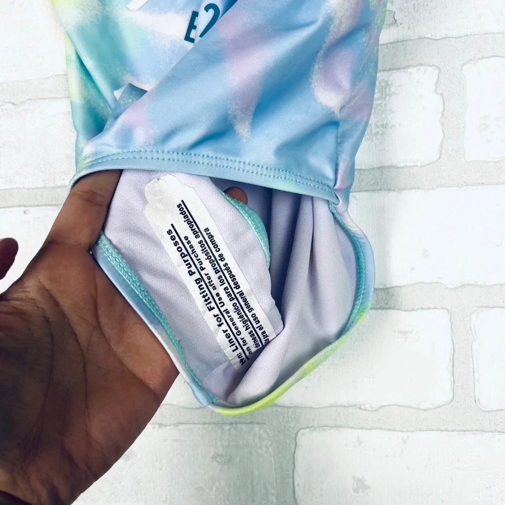 Justice Beach Girls‎ Tie Dye One Piece Swimsuit Multi Strap Blue Purple L 12/14